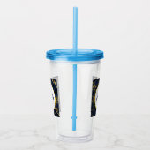 Navy Blue en Gold Marble Modern Stylish Acryl Drinkbeker (Rechts)