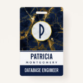 Navy Blue en Gold Marble Modern Stylish Badge (Voorkant)