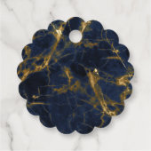 Navy Blue en Gold Marble Modern Stylish Birthday Bedankjes Labels (Achterkant)