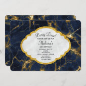 Navy Blue en Gold Marble Modern Stylish Birthday Kaart (Voorkant / Achterkant)