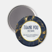 Navy Blue en Gold Marble Modern Stylish Birthday Magneet (Voorkant / Achterkant)