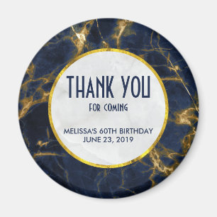Navy Blue en Gold Marble Modern Stylish Birthday Magneet