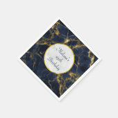 Navy Blue en Gold Marble Modern Stylish Birthday Servet (Hoek)