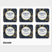 Navy Blue en Gold Marble Modern Stylish Birthday Vierkante Sticker (Vel)
