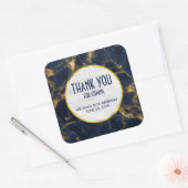 Navy Blue en Gold Marble Modern Stylish Birthday Vierkante Sticker (Envelop)