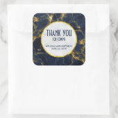 Navy Blue en Gold Marble Modern Stylish Birthday Vierkante Sticker (Tas)