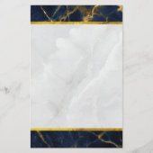 Navy Blue en Gold Marble Modern Stylish Briefpapier (Voorkant)