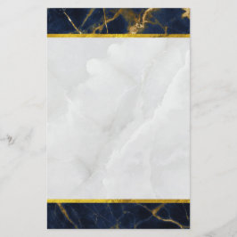 Navy Blue en Gold Marble Modern Stylish Briefpapier