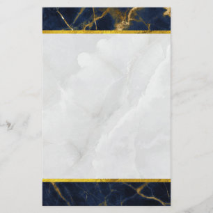 Navy Blue en Gold Marble Modern Stylish Briefpapier