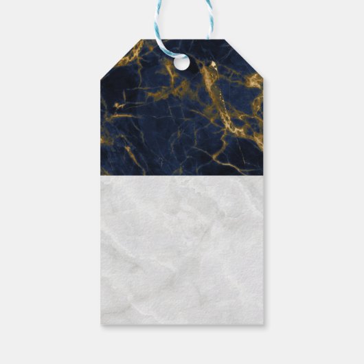 Navy Blue en Gold Marble Modern Stylish Cadeaulabel (Achterkant)