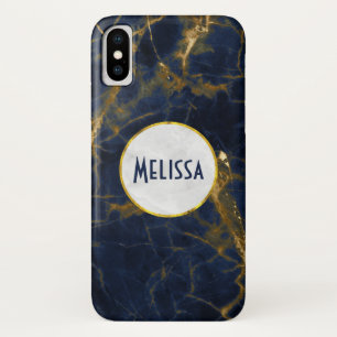 Navy Blue en Gold Marble Modern Stylish Case-Mate iPhone Case
