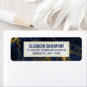 Navy Blue en Gold Marble Modern Stylish Etiket (Insitu)
