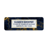 Navy Blue en Gold Marble Modern Stylish Etiket (Voorkant)