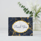 Navy Blue en Gold Marble Modern Stylish Hartelijk  Briefkaart (Staand voorkant)