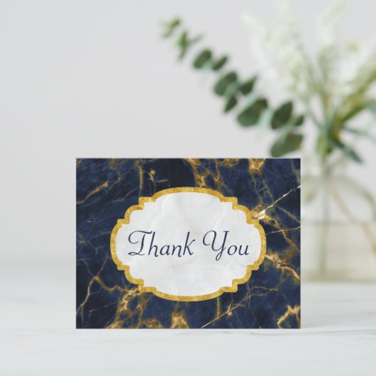 Navy Blue en Gold Marble Modern Stylish Hartelijk  Briefkaart (Staand voorkant)