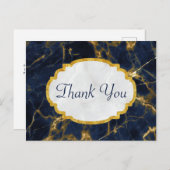 Navy Blue en Gold Marble Modern Stylish Hartelijk  Briefkaart (Voorkant / Achterkant)