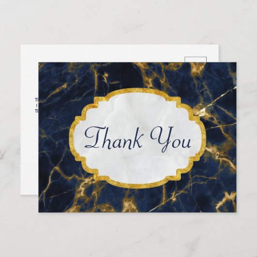 Navy Blue en Gold Marble Modern Stylish Hartelijk  Briefkaart (Voorkant / Achterkant)