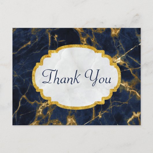 Navy Blue en Gold Marble Modern Stylish Hartelijk  Briefkaart (Voorkant)