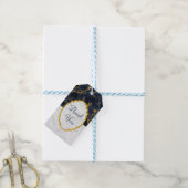 Navy Blue en Gold Marble Modern Stylish Hartelijk  Cadeaulabel (Met Touw)