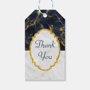 Navy Blue en Gold Marble Modern Stylish Hartelijk  Cadeaulabel