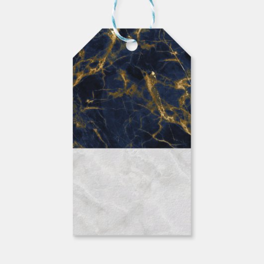 Navy Blue en Gold Marble Modern Stylish Hartelijk  Cadeaulabel (Achterkant)