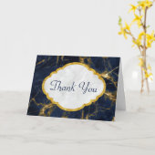 Navy Blue en Gold Marble Modern Stylish Hartelijk  Kaart (Gele Bloem)