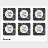 Navy Blue en Gold Marble Modern Stylish Hartelijk  Vierkante Sticker (Vel)