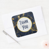 Navy Blue en Gold Marble Modern Stylish Hartelijk  Vierkante Sticker (Envelop)