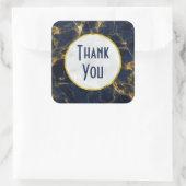 Navy Blue en Gold Marble Modern Stylish Hartelijk  Vierkante Sticker (Tas)