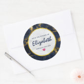 Navy Blue en Gold Marble Modern Stylish Kitchen Ronde Sticker (Envelop)