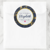 Navy Blue en Gold Marble Modern Stylish Kitchen Ronde Sticker (Tas)