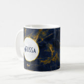 Navy Blue en Gold Marble Modern Stylish Koffiemok (Voorkant links)