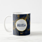 Navy Blue en Gold Marble Modern Stylish Koffiemok (Links)