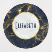 Navy Blue en Gold Marble Modern Stylish Labels (Design 2)