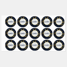 Navy Blue en Gold Marble Modern Stylish Labels