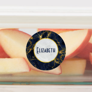 Navy Blue en Gold Marble Modern Stylish Labels