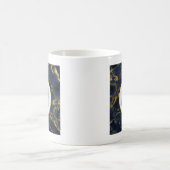 Navy Blue en Gold Marble Modern Stylish Monogram Koffiemok (Center)