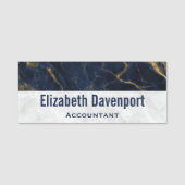 Navy Blue en Gold Marble Modern Stylish Naamplaatje (Voorkant)