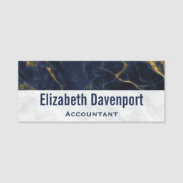 Navy Blue en Gold Marble Modern Stylish Naamplaatje