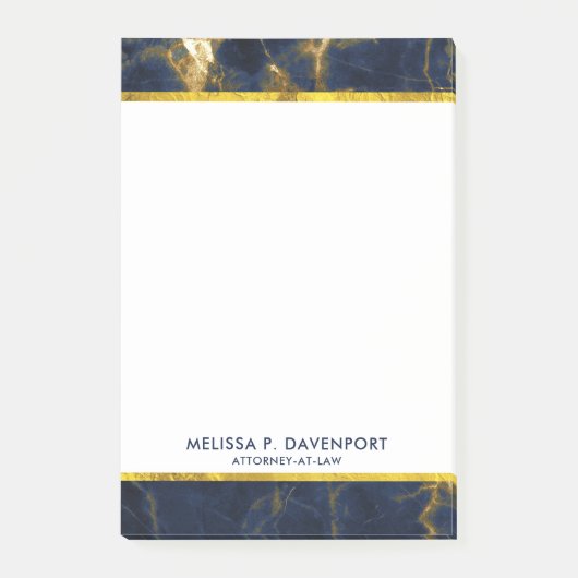 Navy Blue en Gold Marble Modern Stylish Post-it® Notes (Voorkant)