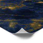 Navy Blue en Gold Marble Modern Stylish Poster (Hoek)
