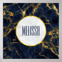 Navy Blue en Gold Marble Modern Stylish