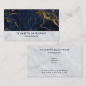 Navy Blue en Gold Marble Modern Stylish Visitekaartje (Voorkant / Achterkant)