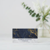 Navy Blue en Gold Marble Modern Stylish Visitekaartje (Staand voorkant)