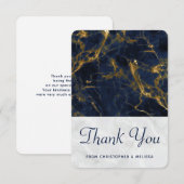 Navy Blue en Gold Marble Modern Stylish Wedding Bedankkaart (Voorkant / Achterkant)