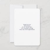 Navy Blue en Gold Marble Modern Stylish Wedding Bedankkaart (Achterkant)