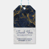 Navy Blue en Gold Marble Modern Stylish Wedding Cadeaulabel (Voorkant)
