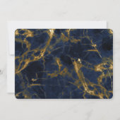 Navy Blue en Gold Marble Modern Stylish Wedding Kaart (Achterkant)