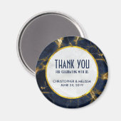 Navy Blue en Gold Marble Modern Stylish Wedding Magneet (Voorkant / Achterkant)