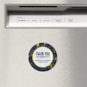 Navy Blue en Gold Marble Modern Stylish Wedding Magneet (Insitu (Vaatwasser))